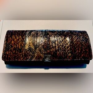Sondra Roberts Embossed-Snakeskin Clutch NWT